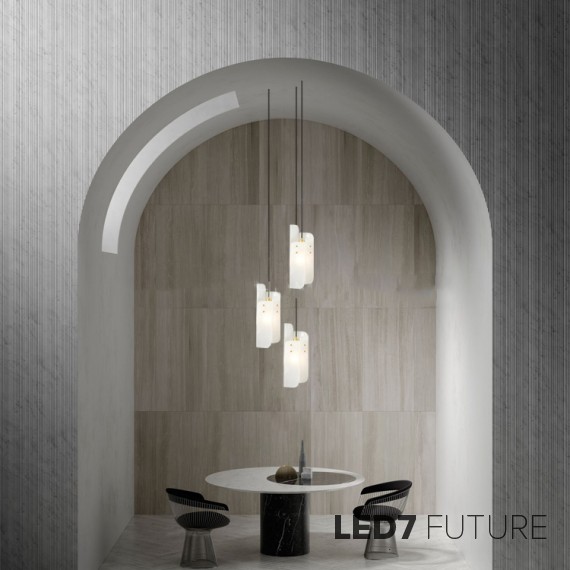 Loft Industry Modern - White Marble 2Plate Pendant
